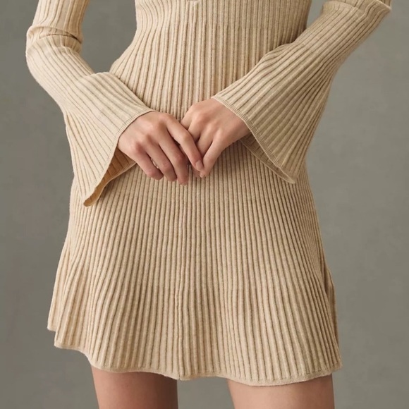 Anthropologie Daily Practice women XS Bell-Sleeve Sweater Beige Knit y2k casual - Picture 7 of 15